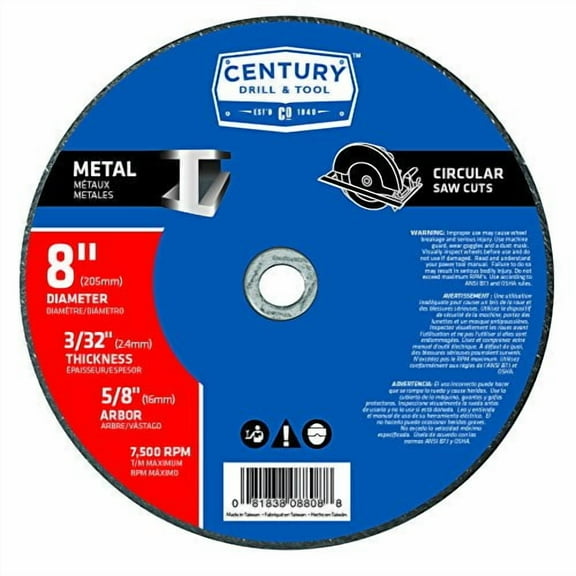 Century Drill & Tool 8808 Metal Abrasive Saw Blade, 8"