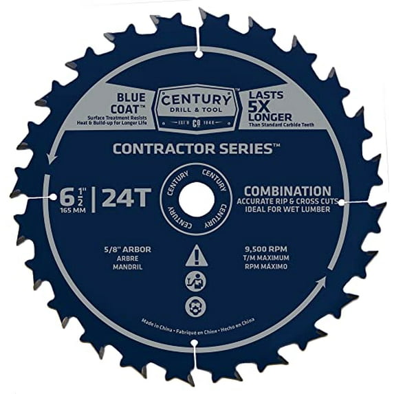 Century Drill & Tool 09467 Contractor Circular Saw Blade, 6-1/2" 24T