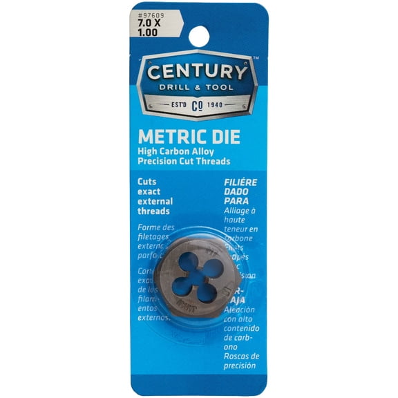 Century Drill & Tool 97609 High Carbon Steel Metric Hexagon Die, 7.0 x 1.00