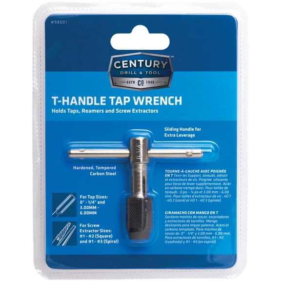 Century Drill & Tool 98501 T-Handle Tap Wrench, 1/4"