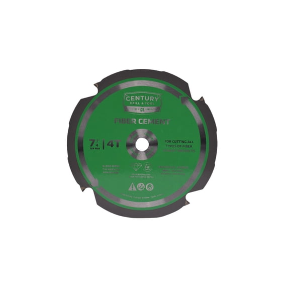 Century Drill & Tool 09985 Fiber Cement Saw Blade, 7-1/4" – Poly-Crystalline Diamond Teeth, Thin Kerf, 60X Longer Life, Clean Accurate Cuts