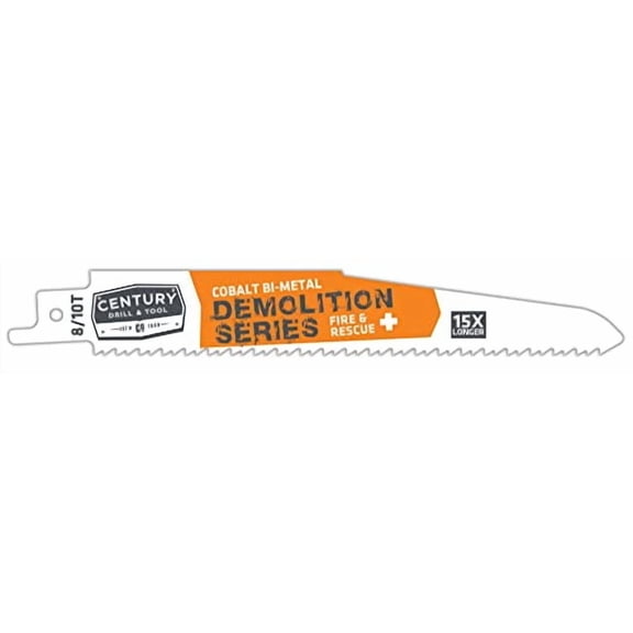 Century Drill & Tool 07505 6" Demolition Series Bi-Metal Reciprocating Saw Blade, 8/10T, 2 Pack