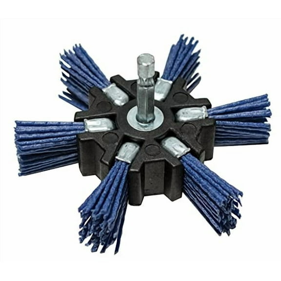 Century Drill & Tool 77343 4" Fine Nylon Flap Brush, 150 Grit, 1/4" Quick Change Shank, 4,500 RPM - Nylon Bristles for Metal, Wood, Plastic, Masonry