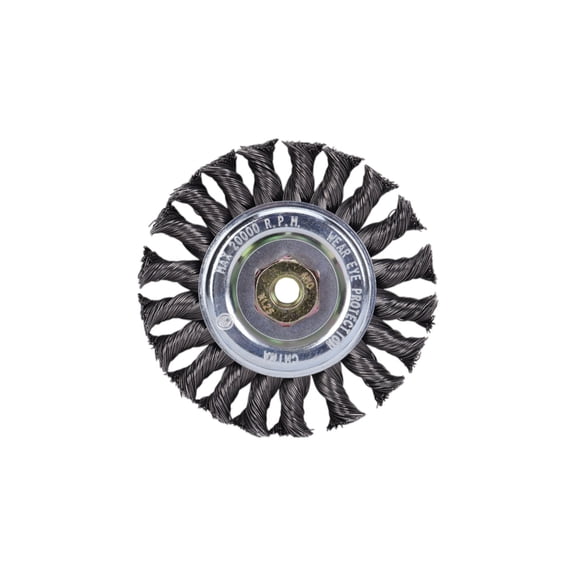 Century Drill & Tool 76048 4" Coarse Knot Wire Wheel, M10 X 1.25 Arbor, 12,500 RPM Max - Heavy-Duty Cleaning & Surface Prep on Concrete & Metal