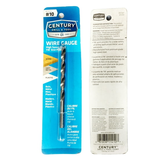 Century Drill & Tool Number 10 HSS Brite Drill Bit 11410