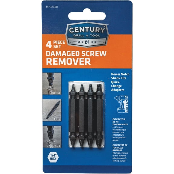 Century Drill and Tool 4-Piece Screw Extractor Set - Single Pack