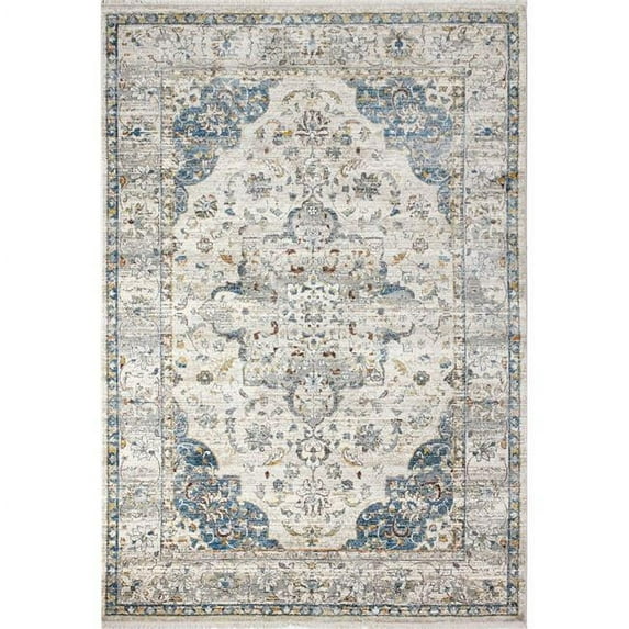 Century Geometric Transitional Polyester Power Loom Rectangle Area Rug - Ivory - 3 ft. 6 in. x 5 ft. 6 in.