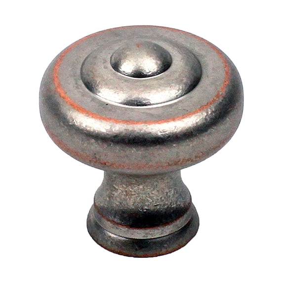 Yukon - Premium Solid Brass, Knob, 1-1/4" dia. Weathered Nickel/Copper