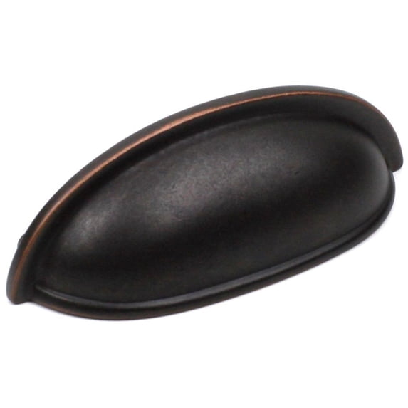 Yukon - Premium Solid Brass, Cup Pull , 3" cc, Weathered Bronze/Copper