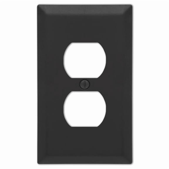 Century Matte Black 2-Gang Stamped Steel Duplex Wall Plate