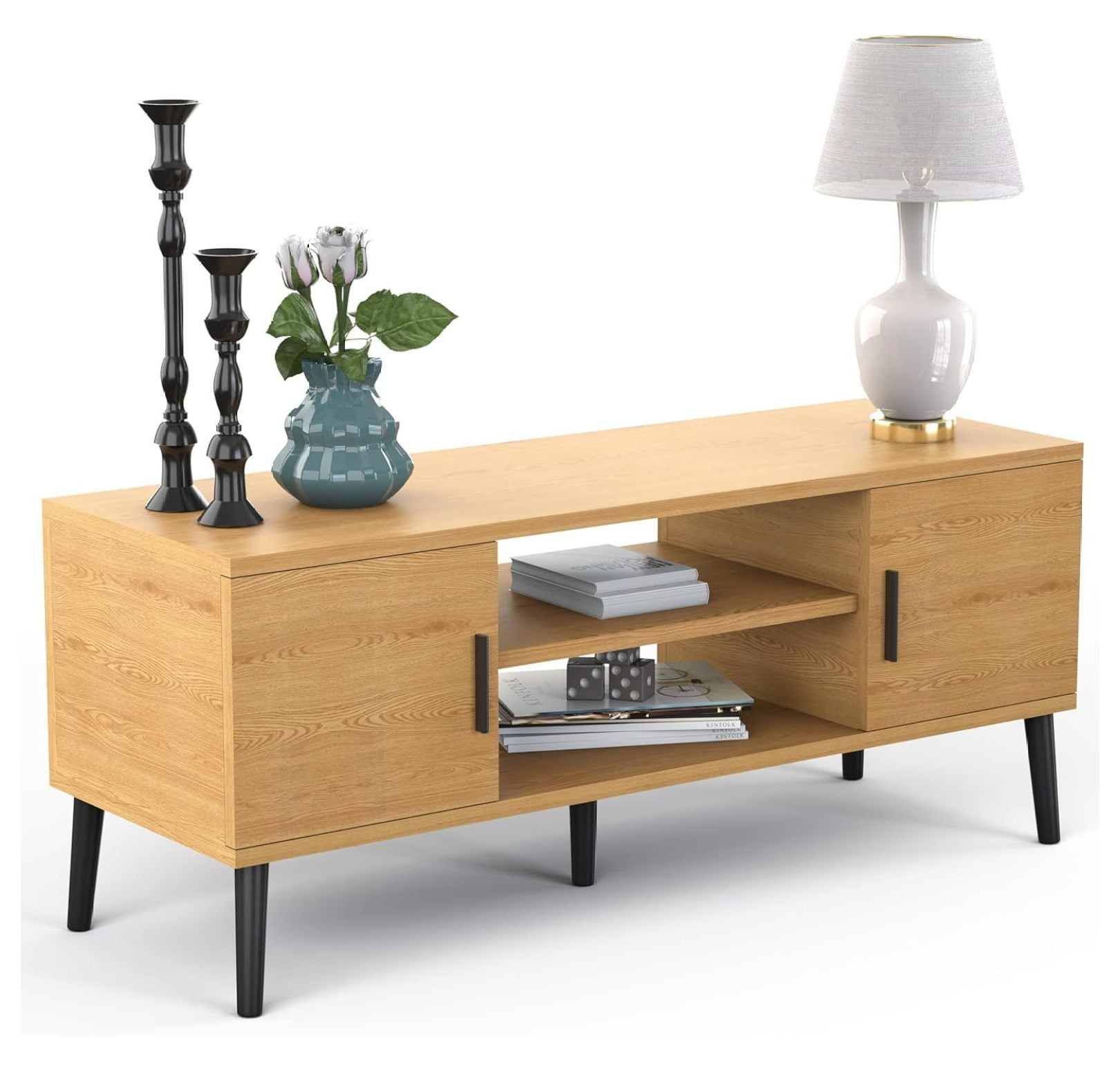 Century Modern 45" TV Stand with 2 Side Doors Entertainment Center