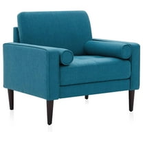 Century Modern Accent Chair, Upholstered Oversized Living Room Chair Armchair Comfy Linen Reading Chair for Adults Sofa Chair for Bedroom Office - Erik (Mallard Teal)