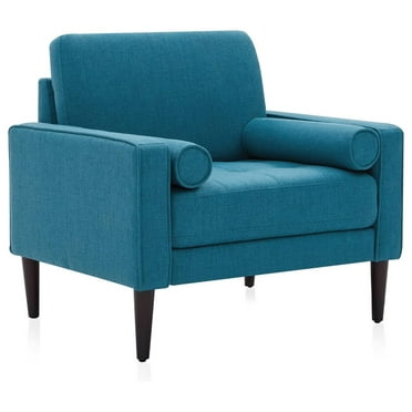 Century Modern Accent Chair, Upholstered Oversized Living Room Chair Armchair Comfy Linen Reading Chair for Adults Sofa Chair for Bedroom Office - Erik (Mallard Teal)