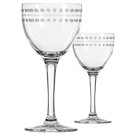 -Century Modern Nick and Nora Cocktail Glass | Stemmed 5oz Cocktail Glasses | Lead-Free and -Wheel Engraved | Glassware | Proudly (Set of 2)