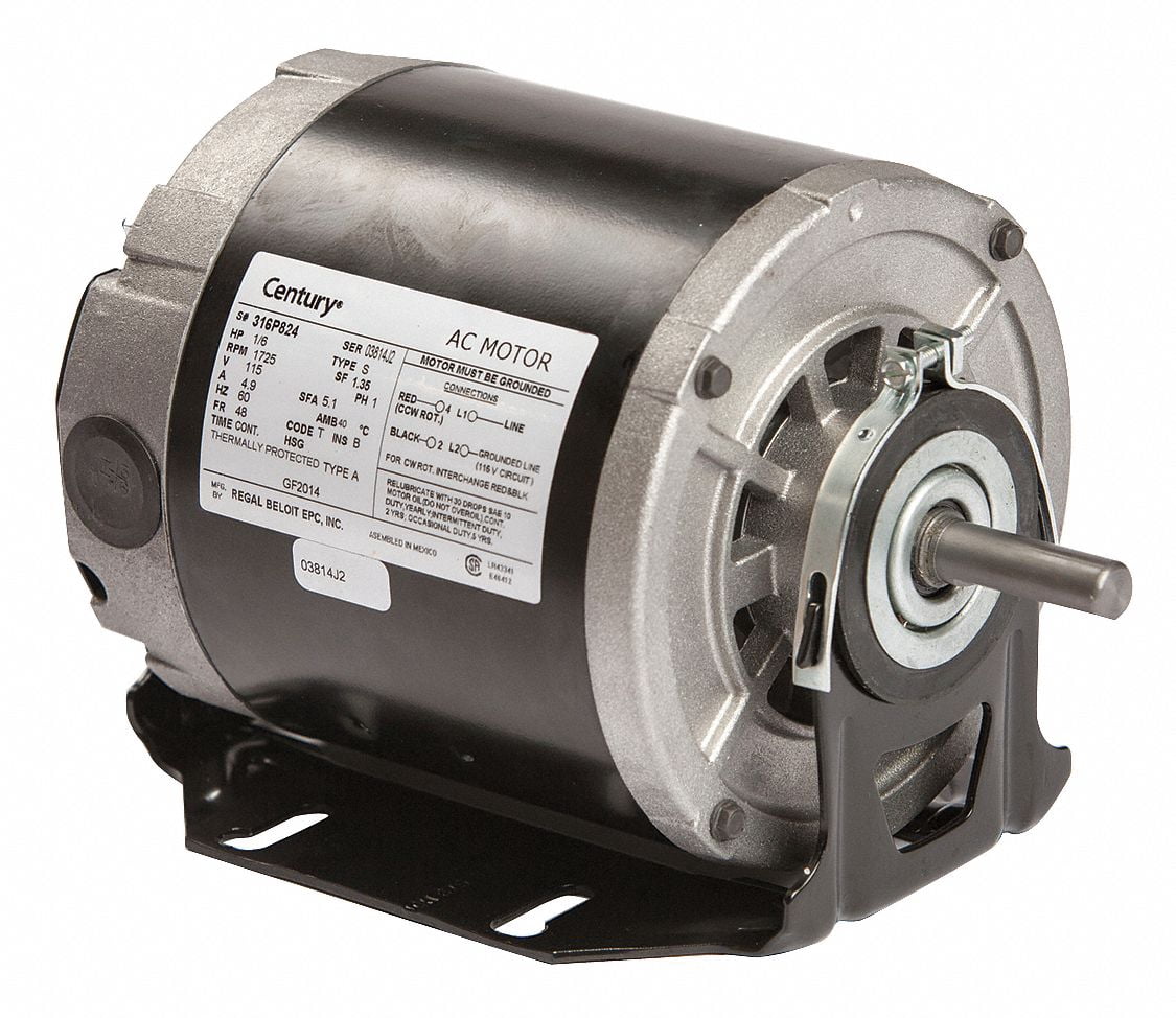 Century Motor,1/6 HP,1725 rpm,48,115V GF2014