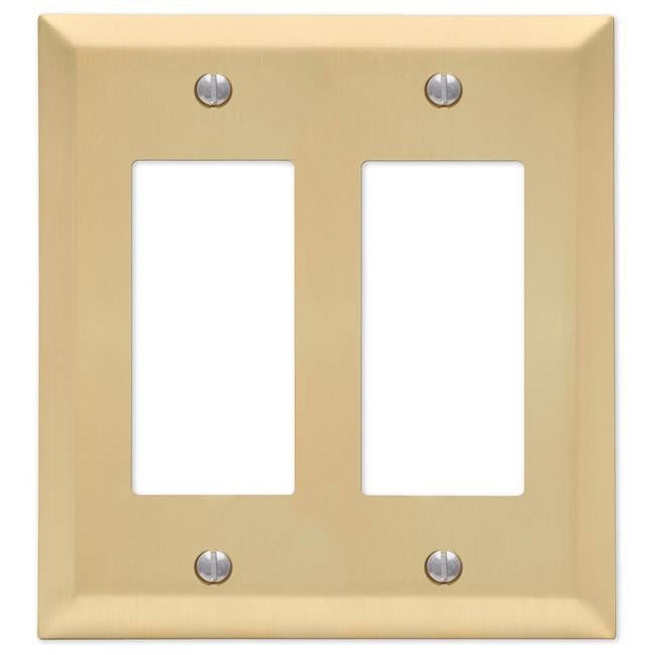 Century Satin Brass 2 Gang Stamped Steel Rocker Wall Plate, Beige ...
