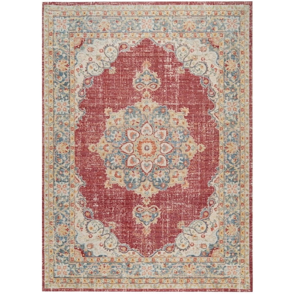 Century Transitional Design Machine-Made Accent Rug 2'x3', Burgundy Red