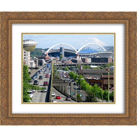 CenturyLink Field 2x Matted 24x20 Gold Ornate Framed Art Print from the Stadium Series