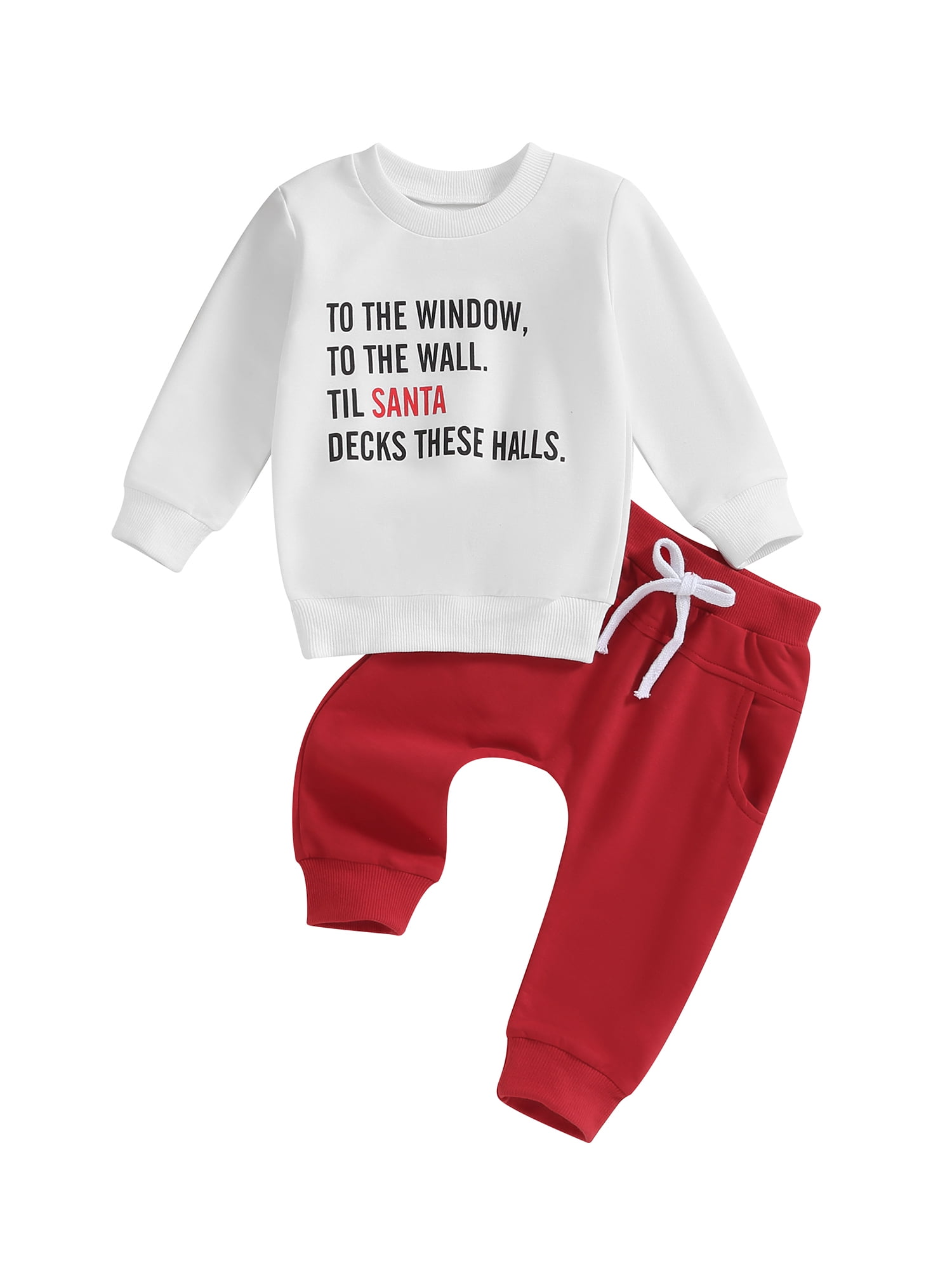 CenturyX Baby Boys Pants Set, Long Sleeve Crew Neck Letters Print