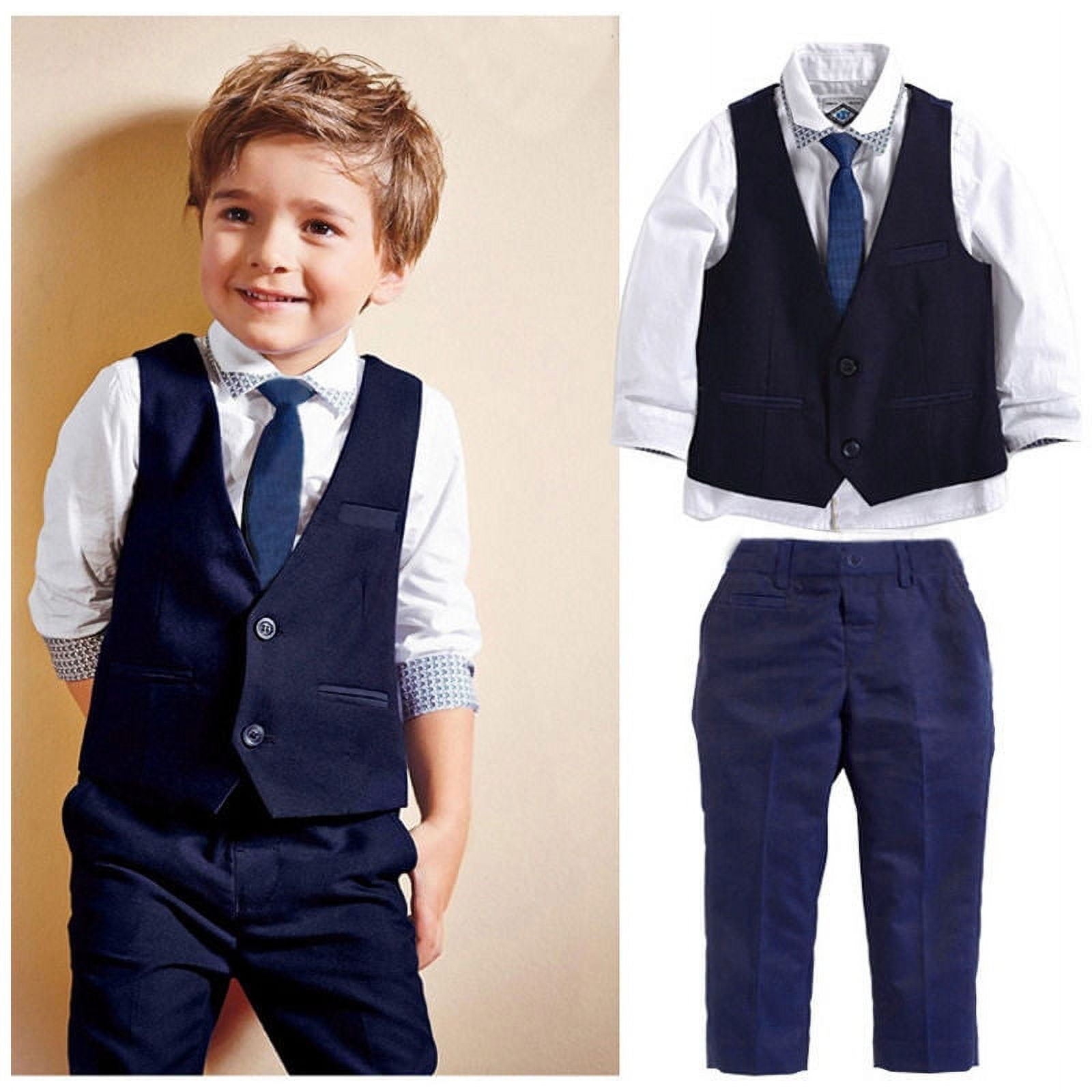 Dark Grey Formal Boy Suit Wedding Page Boy Party Prom 5 Piece Suit 2-12  Years | eBay