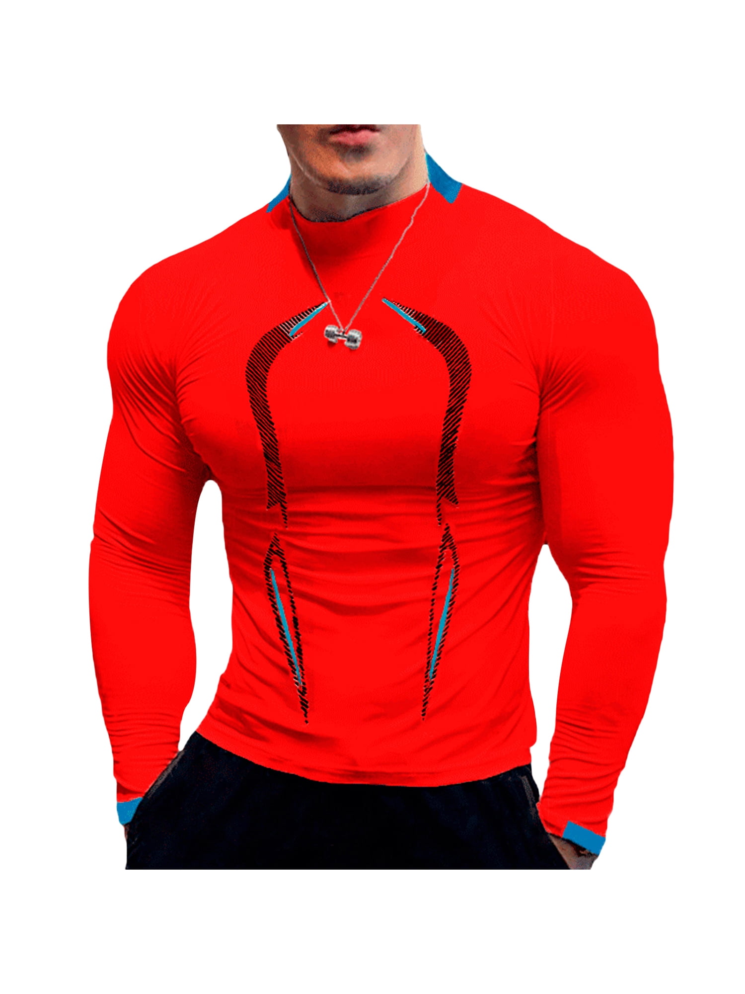 red long sleeve workout shirt