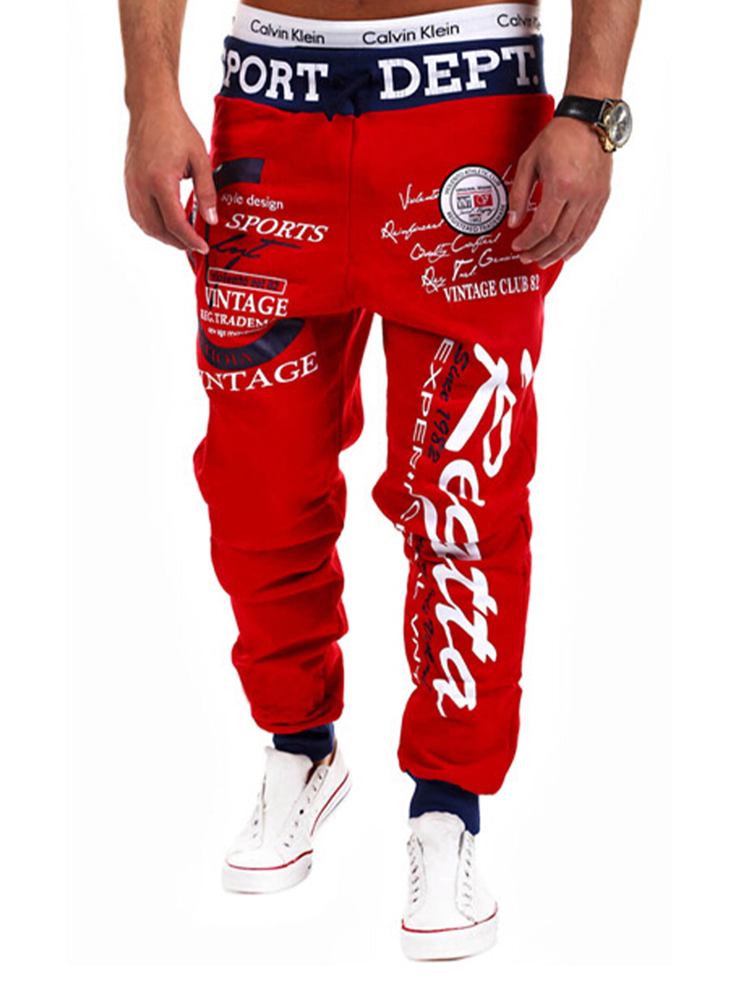 CenturyX Men's Slim Fit Urban Letter Printed Elastic Waist