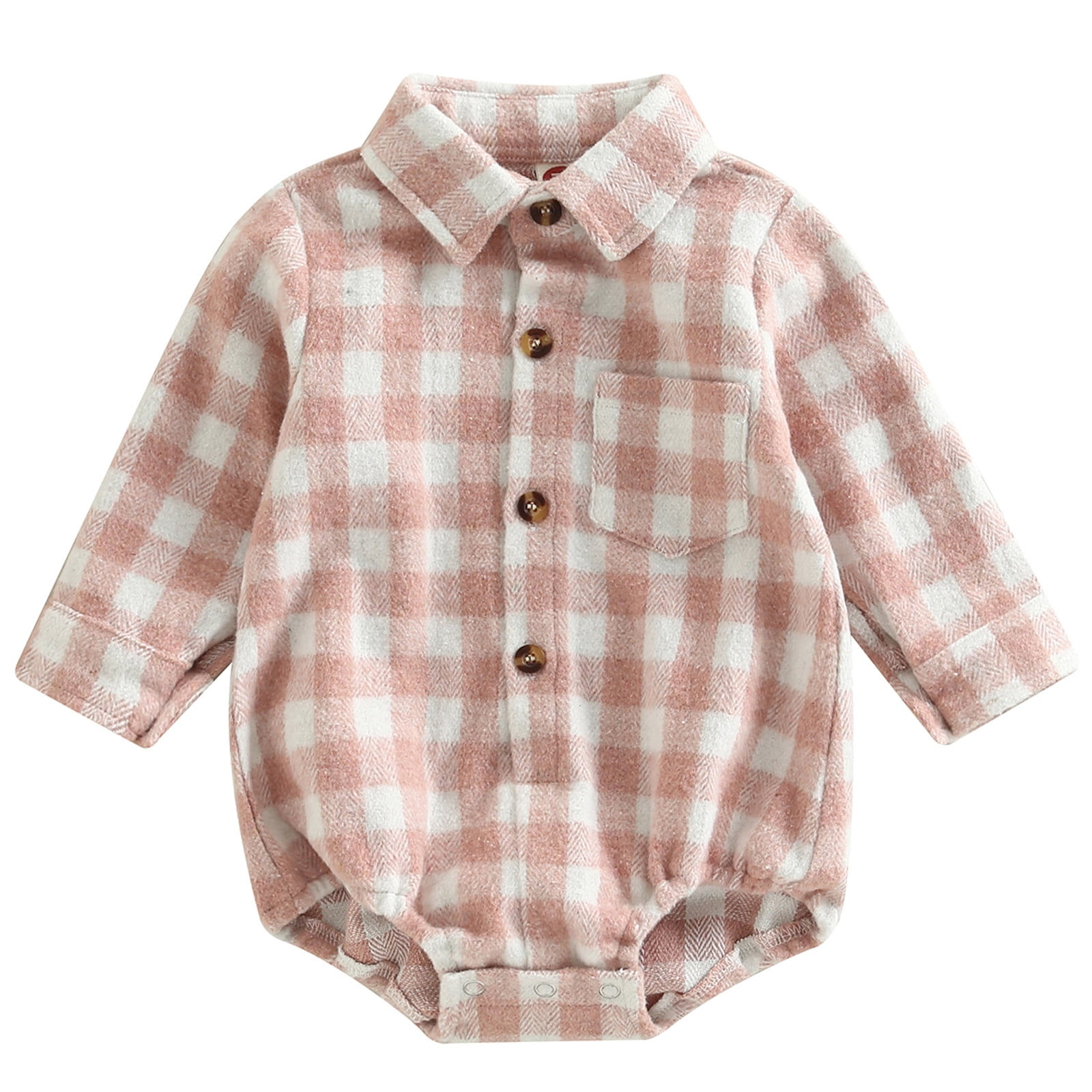 CenturyX Newborn Infant Baby Boy Girl Flannel Plaid Shirt Romper Long