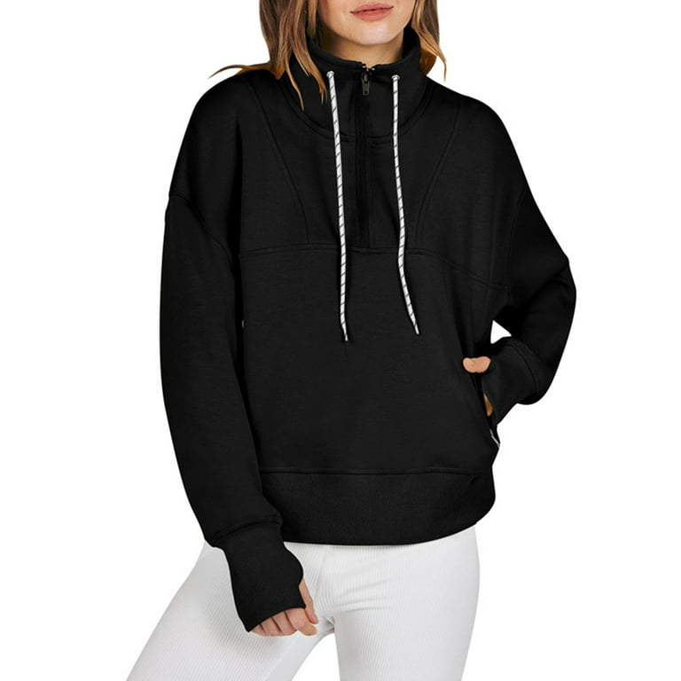 Standing collar loose sweatshirt hotsell