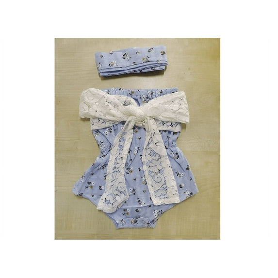 Cenuakty 2Pcs Fashionable Baby Girls Outfit, Sweet Style Summer Floral Printing Bow Decoration Strapless Sleeveless Romper + Headwear