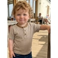 thumbnail image 1 of Cenuakty 3M-4T Toddler Baby Boys Summer T-Shirts Striped Half Button Up Crew Neck Short Sleeve Casual Tops, 1 of 8