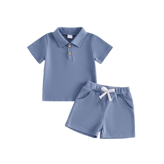 Cenuakty 6M-4T Boys Shorts Set, Short Sleeve Shirt with Elastic Waist Shorts Toddler Set Summer Outfit