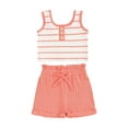 thumbnail image 1 of Cenuakty 95% Cotton 6-24Months 2-4Y Little Girl Summer Ribbed Set, Striped Round Neck Sleeveless Tank Tops Elastic Waist Shorts Infant Toddler Outfits, 1 of 9