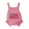 thumbnail image 1 of Cenuakty Baby 0-24M Girl 4th of July Romper Letter Wavy Stripe Embroidered Ruffled Trim Square Neck Sleeveless Newborn Jumpsuit, 1 of 9
