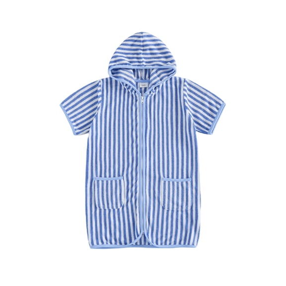 Cenuakty Baby 18M 2T 3T 4T 5T 6T Swim Cover Up Short Sleeve Stripes Print Bathing Suit Coverup Kids Hooded Towel for Boys Girls