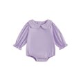 thumbnail image 1 of Cenuakty Baby 3M 6M 12M 18M Girl Romper Long Sleeve Doll Collar Solid Color Bodysuit Infant Fall Playsuit, 1 of 9