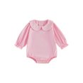 thumbnail image 1 of Cenuakty Baby 3M 6M 12M 18M Girl Romper Long Sleeve Doll Collar Solid Color Bodysuit Infant Fall Playsuit, 1 of 9