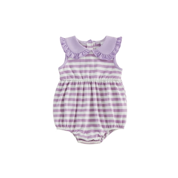 Cenuakty Baby 3M 6M 12M 18M Girl Summer Striped Romper Doll Collar Sleeveless Jumpsuit for Newborn Toddler Cute Clothes
