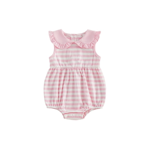 Cenuakty Baby 3M 6M 12M 18M Girl Summer Striped Romper Doll Collar Sleeveless Jumpsuit for Newborn Toddler Cute Clothes
