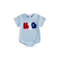 thumbnail image 1 of Cenuakty Baby 4th of July Romper Casual Summer Letter Embroidery Short Sleeve Newborn Jumpsuit for Boy Girls Cute Clothes, 1 of 9