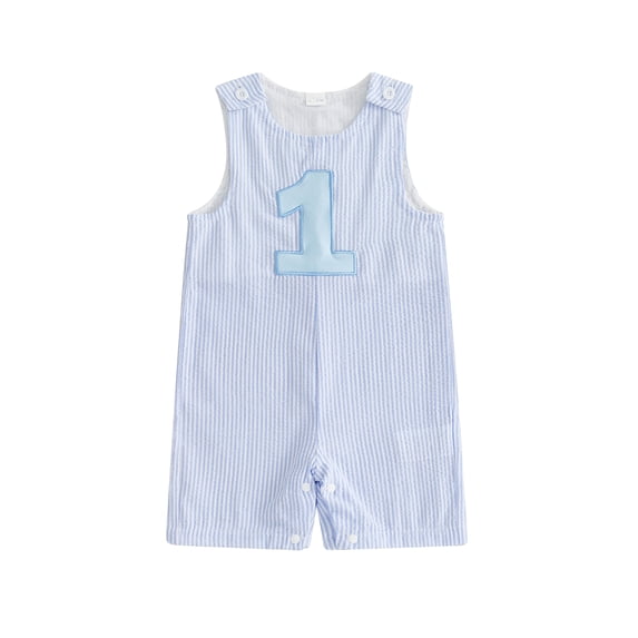 Cenuakty Baby 6M 12M 18MBoy Birthday Striped Romper Summer Fashionable Letters Embroidery Crew Neck Sleeveless Jumpsuit
