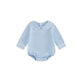 thumbnail image 1 of Cenuakty Baby Boy Bubble Romper 3M 6M 12M 18M Contrast Trim Doll Collar Long Sleeve Infant Bodysuits for Newborn Fall Clothes, 1 of 9