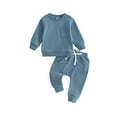 thumbnail image 1 of Cenuakty Baby Boy Fall Outfits Long Sleeve Round Neck Sweatshirt + Pants Set Toddler Warm Clothes, 1 of 9