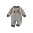 thumbnail image 1 of Cenuakty Baby Boy Fall Romper Waffle Stripe Print Embroidery Long Sleeve Jumpsuits, 1 of 9