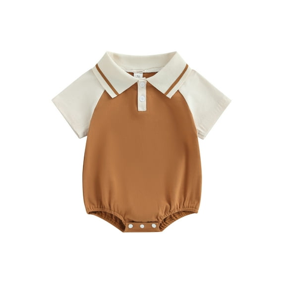 Cenuakty Baby Boy Romper, Short Sleeve Contrast Color Summer Bodysuit Clothes for Casual Daily