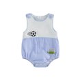thumbnail image 1 of Cenuakty Baby Boy Summer Romper Casual Stylish Striped Soccer Themed Crew Neck Sleeveless Jumpsuit, 1 of 9