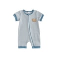 thumbnail image 1 of Cenuakty Baby Boys 0-18M Rompers Stripe Print Bear Embroidery Crew Neck Short Sleeve Infant Bodysuits Jumpsuits, 1 of 9