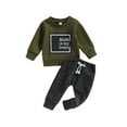 thumbnail image 1 of Cenuakty Baby Boys 2Pcs Fall Outfits, Long Sleeve Letter Print Pullover Tops and Pocket Pants Set, 1 of 9