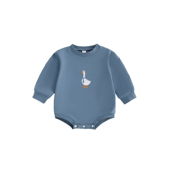 Cenuakty Baby Boys Girls Romper Long Sleeve Round Neck Goose Embroidery Bodysuit Newborn Fall Playsuit