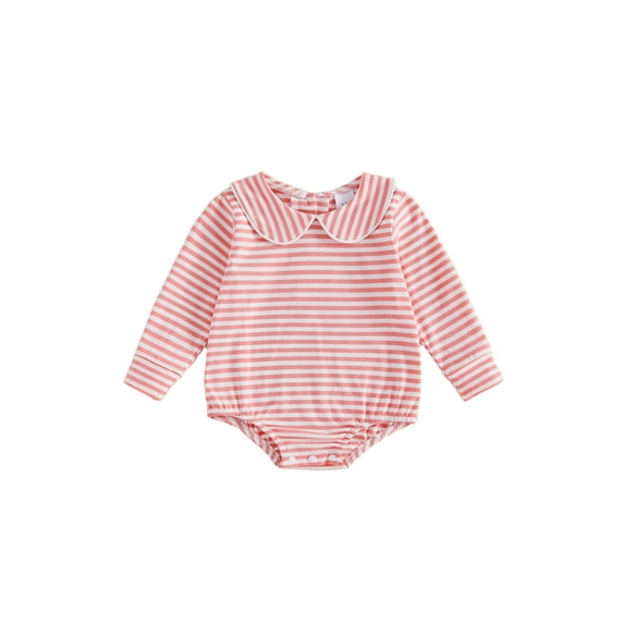 Cenuakty Baby Boys Girls Romper Sleeveless Doll Collar Stripes Print Bodysuit Newborn Playsuit