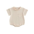 thumbnail image 1 of Cenuakty Baby Boys Girls Summer Romper Short Sleeve Round Neck Solid Color Chest Pocket Bodysuit Playsuit, 1 of 9